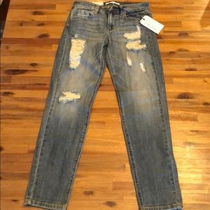NWT Eunina Relaxed Skinny Crop Distressed Jeans